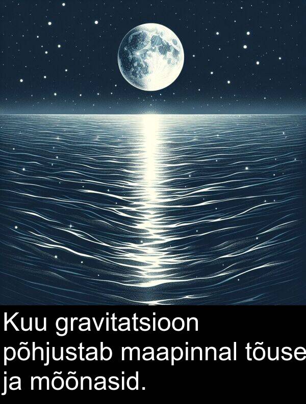 gravitatsioon: Kuu gravitatsioon põhjustab maapinnal tõuse ja mõõnasid.