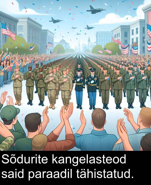 tähistatud: Sõdurite kangelasteod said paraadil tähistatud.