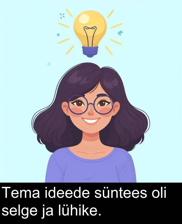 süntees: Tema ideede süntees oli selge ja lühike.
