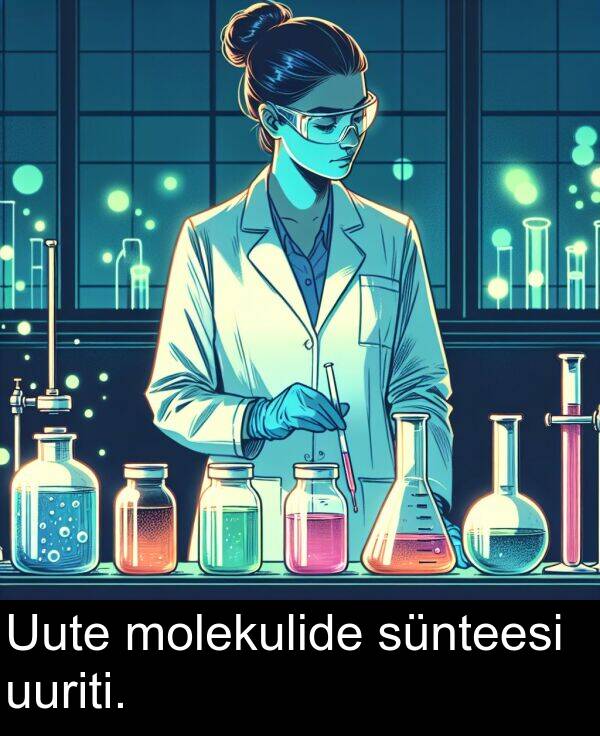 uuriti: Uute molekulide sünteesi uuriti.