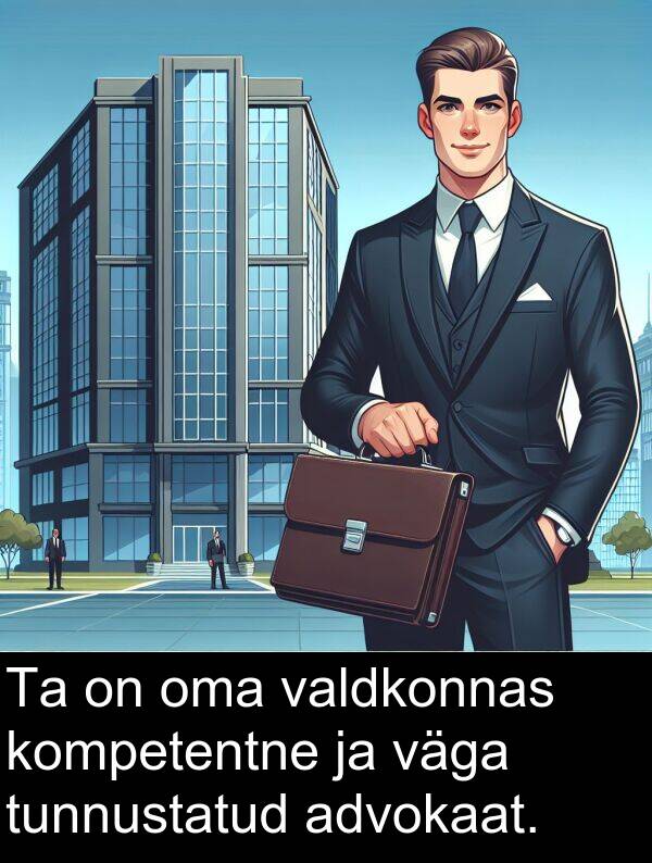tunnustatud: Ta on oma valdkonnas kompetentne ja väga tunnustatud advokaat.