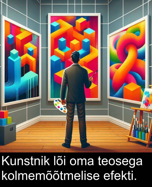 kolmemõõtmelise: Kunstnik lõi oma teosega kolmemõõtmelise efekti.