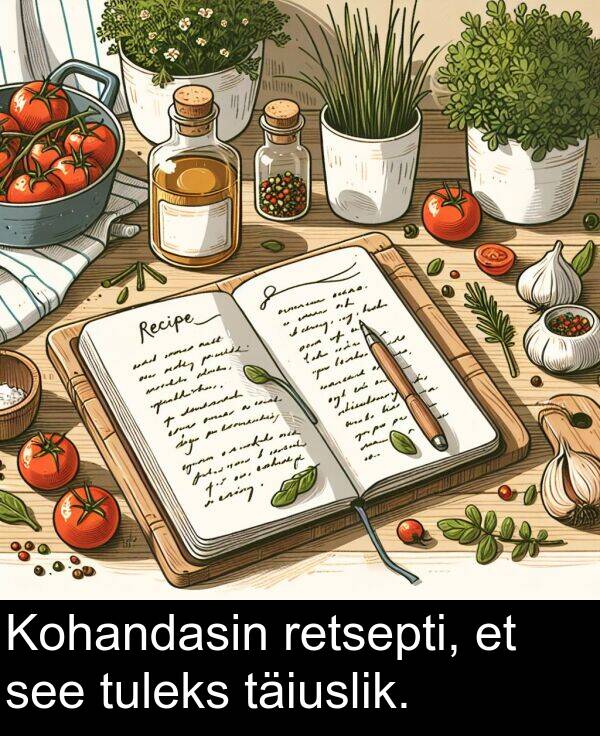 tuleks: Kohandasin retsepti, et see tuleks täiuslik.