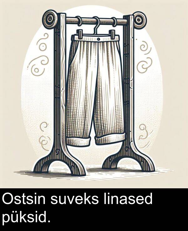 suveks: Ostsin suveks linased püksid.