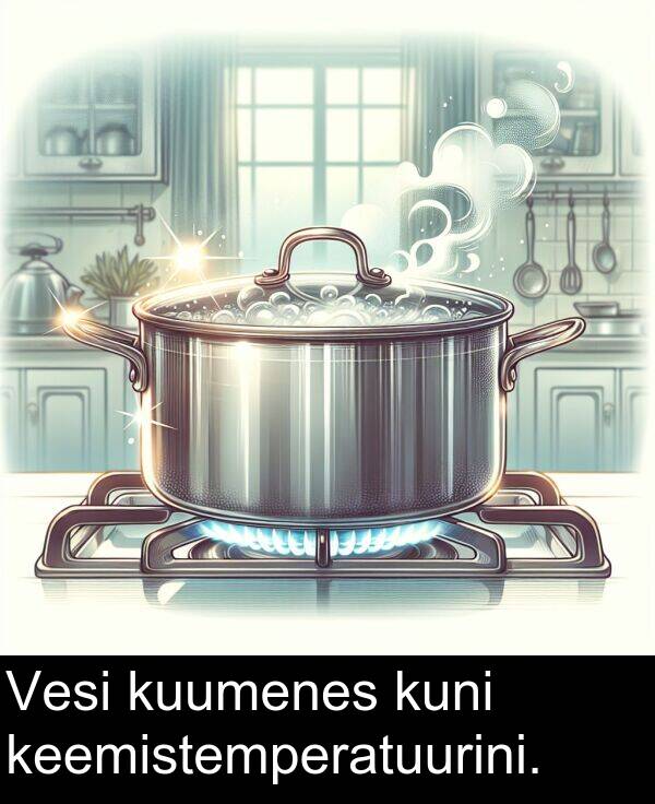 kuni: Vesi kuumenes kuni keemistemperatuurini.