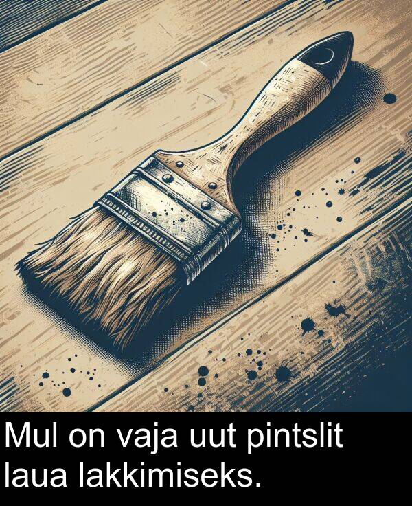 pintslit: Mul on vaja uut pintslit laua lakkimiseks.