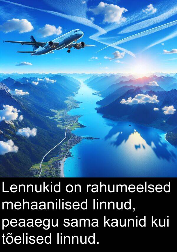 linnud: Lennukid on rahumeelsed mehaanilised linnud, peaaegu sama kaunid kui tõelised linnud.