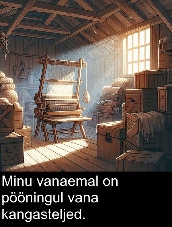 vana: Minu vanaemal on pööningul vana kangasteljed.