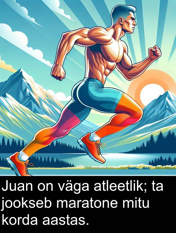 mitu: Juan on väga atleetlik; ta jookseb maratone mitu korda aastas.