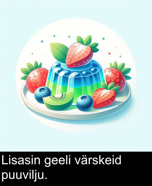 geeli: Lisasin geeli värskeid puuvilju.