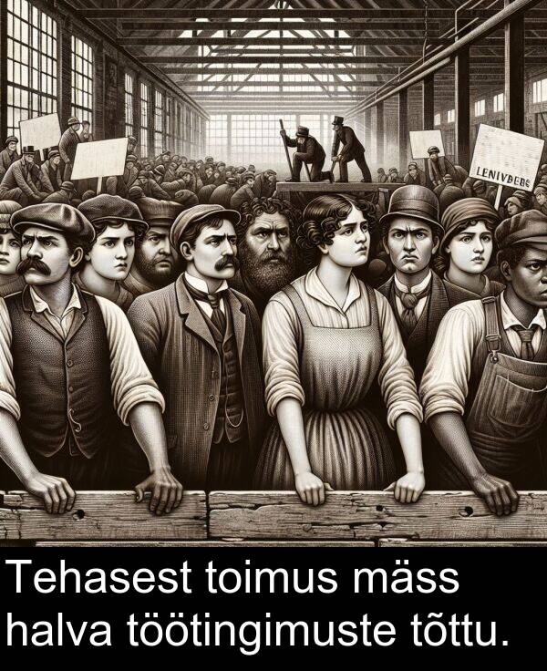 tõttu: Tehasest toimus mäss halva töötingimuste tõttu.
