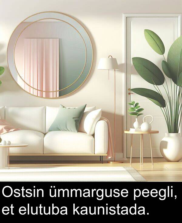 elutuba: Ostsin ümmarguse peegli, et elutuba kaunistada.