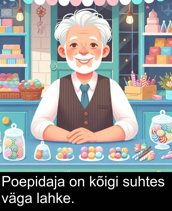 väga: Poepidaja on kõigi suhtes väga lahke.