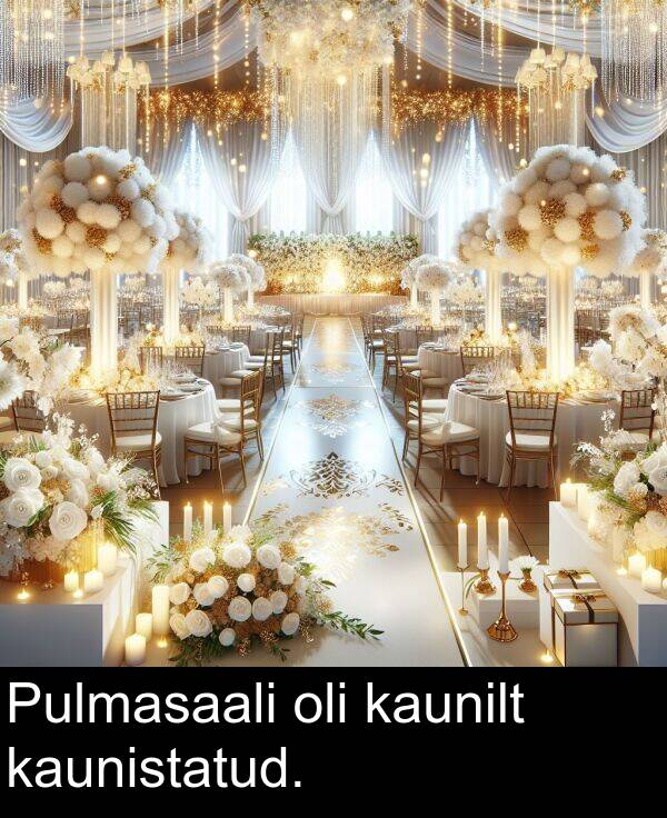 oli: Pulmasaali oli kaunilt kaunistatud.