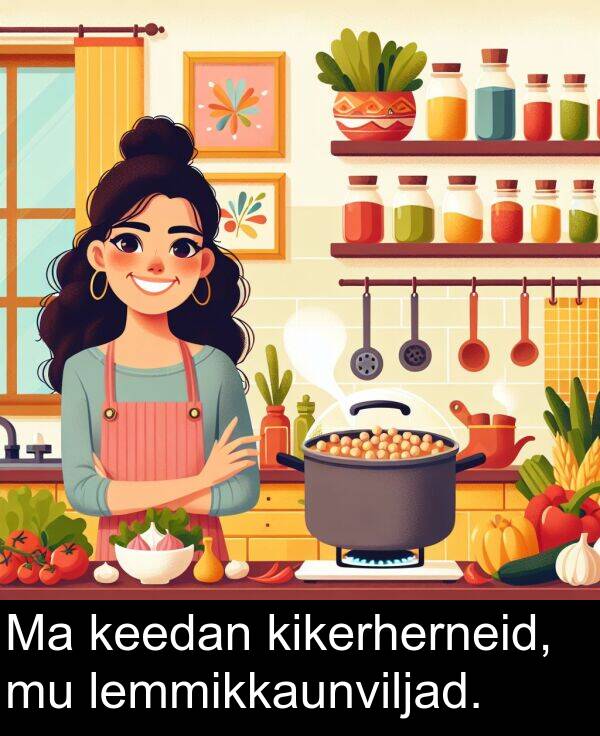 lemmikkaunviljad: Ma keedan kikerherneid, mu lemmikkaunviljad.