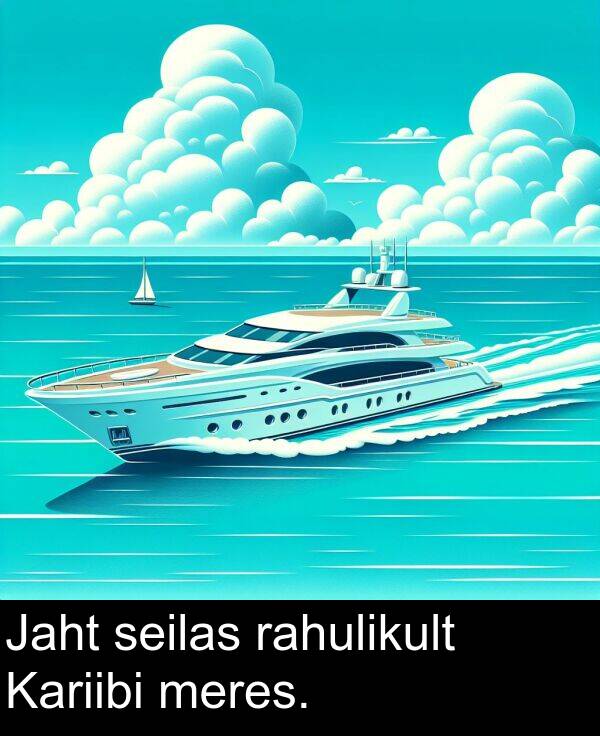 meres: Jaht seilas rahulikult Kariibi meres.