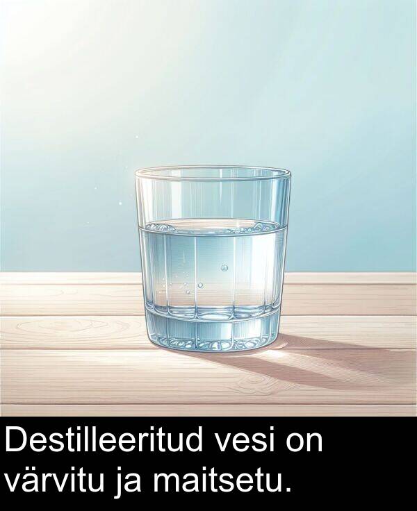 vesi: Destilleeritud vesi on värvitu ja maitsetu.