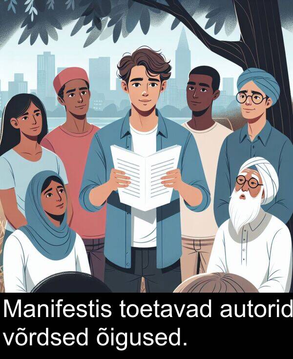 võrdsed: Manifestis toetavad autorid võrdsed õigused.