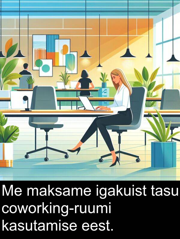 igakuist: Me maksame igakuist tasu coworking-ruumi kasutamise eest.