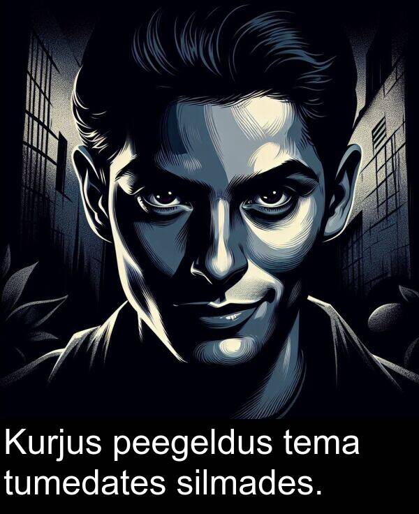 tumedates: Kurjus peegeldus tema tumedates silmades.