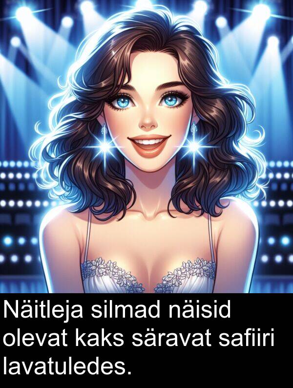 safiiri: Näitleja silmad näisid olevat kaks säravat safiiri lavatuledes.