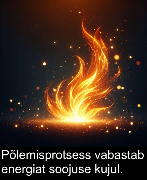 kujul: Põlemisprotsess vabastab energiat soojuse kujul.