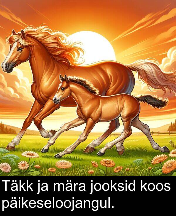 koos: Täkk ja mära jooksid koos päikeseloojangul.