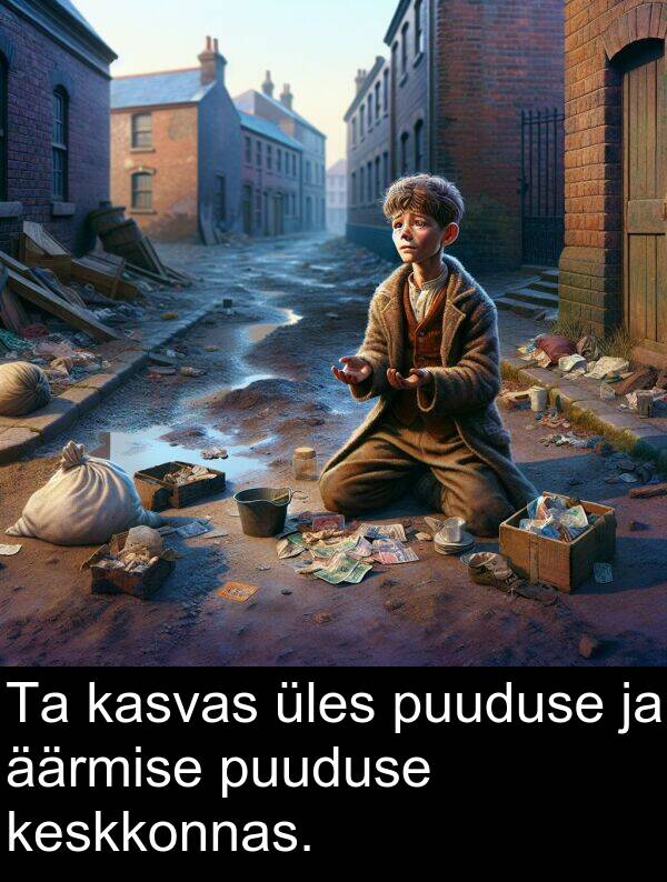 puuduse: Ta kasvas üles puuduse ja äärmise puuduse keskkonnas.