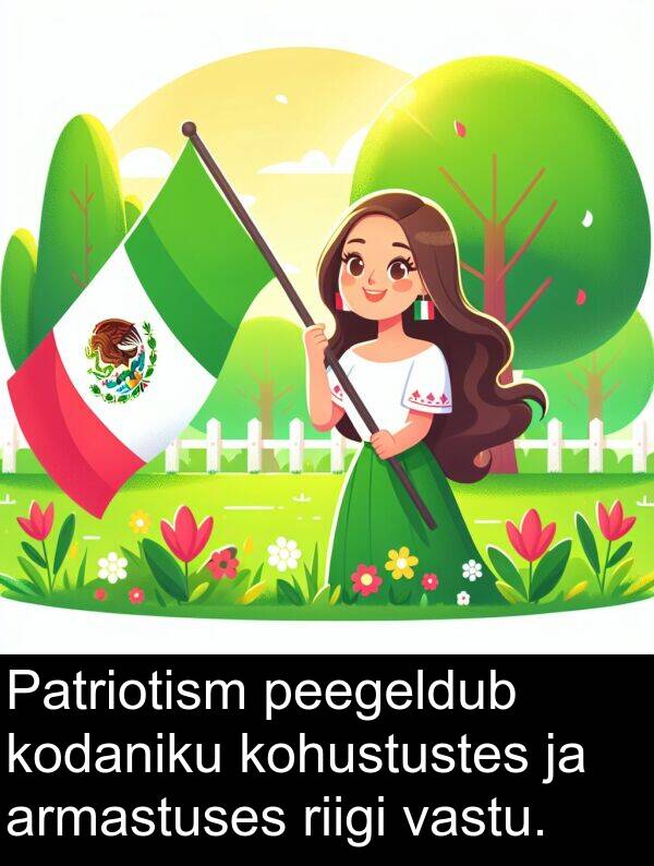 kohustustes: Patriotism peegeldub kodaniku kohustustes ja armastuses riigi vastu.