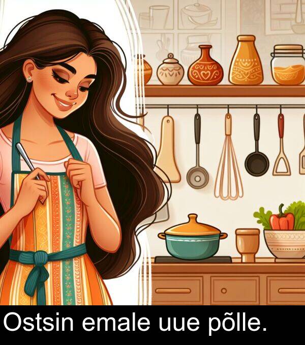 uue: Ostsin emale uue põlle.
