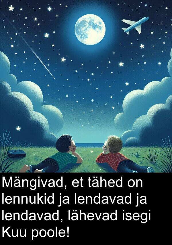 lähevad: Mängivad, et tähed on lennukid ja lendavad ja lendavad, lähevad isegi Kuu poole!