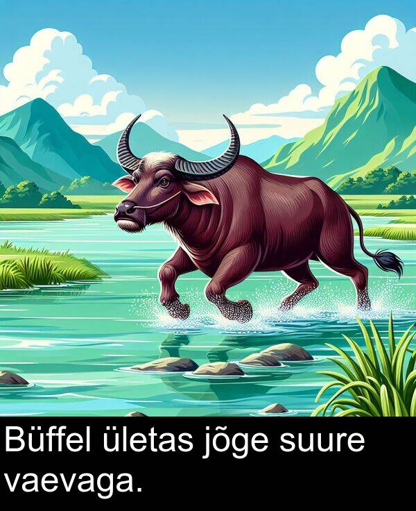 suure: Büffel ületas jõge suure vaevaga.