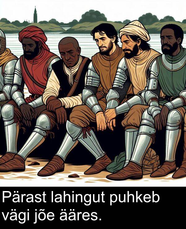puhkeb: Pärast lahingut puhkeb vägi jõe ääres.