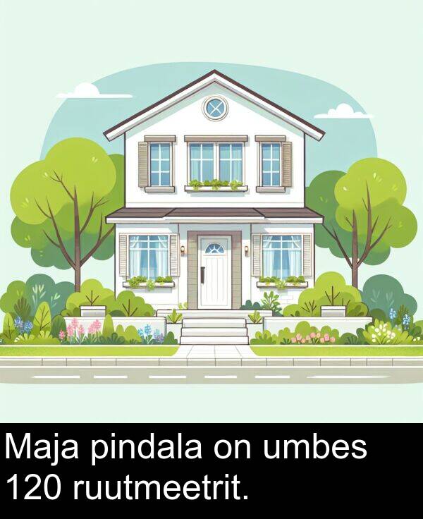 ruutmeetrit: Maja pindala on umbes 120 ruutmeetrit.