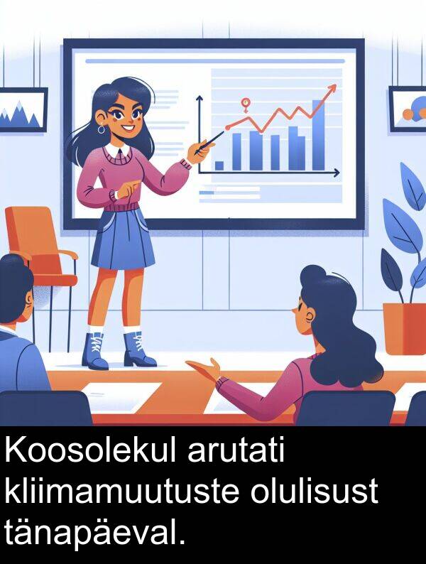 tänapäeval: Koosolekul arutati kliimamuutuste olulisust tänapäeval.