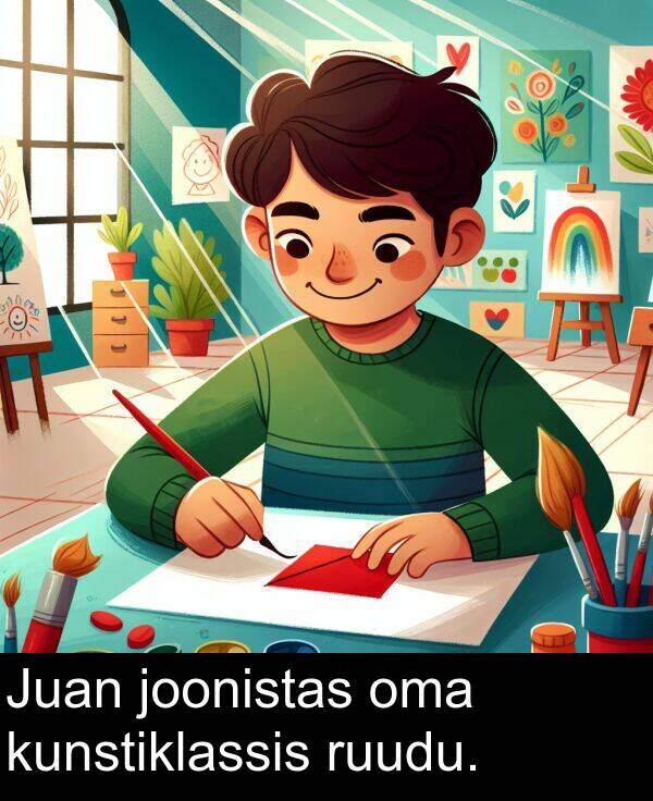 ruudu: Juan joonistas oma kunstiklassis ruudu.