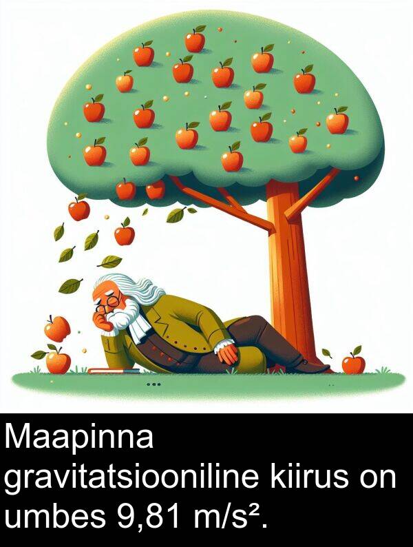 gravitatsiooniline: Maapinna gravitatsiooniline kiirus on umbes 9,81 m/s².