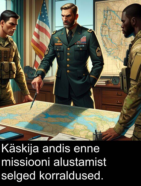 enne: Käskija andis enne missiooni alustamist selged korraldused.