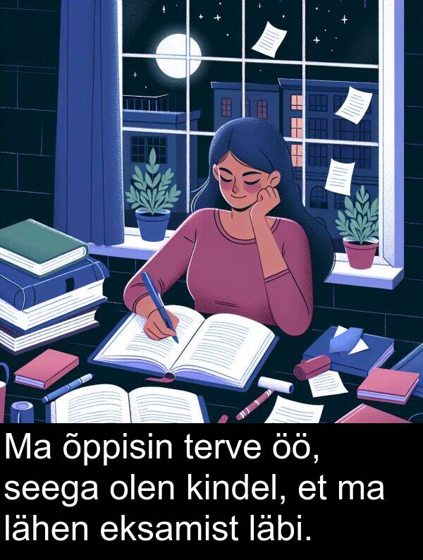 lähen: Ma õppisin terve öö, seega olen kindel, et ma lähen eksamist läbi.