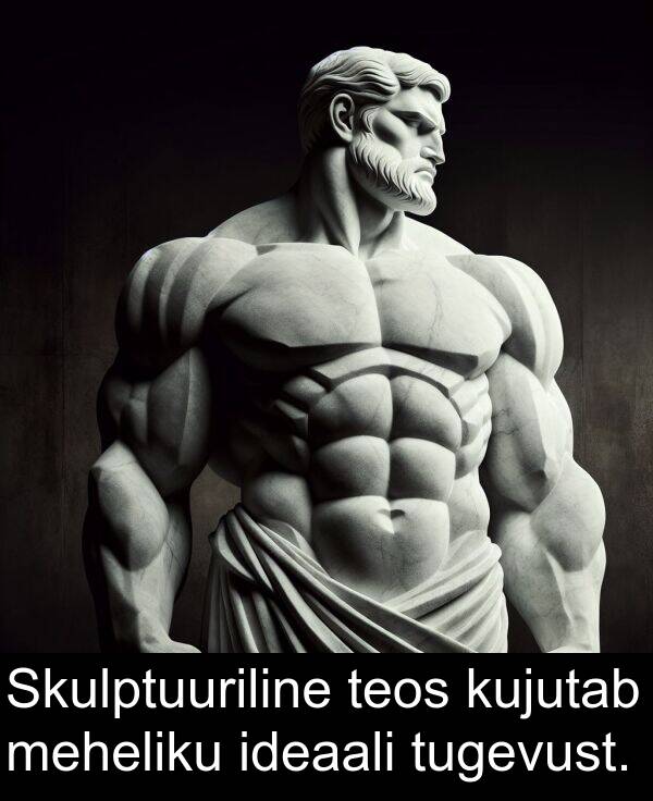 kujutab: Skulptuuriline teos kujutab meheliku ideaali tugevust.