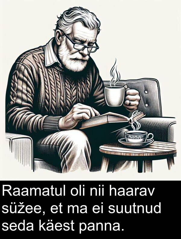haarav: Raamatul oli nii haarav süžee, et ma ei suutnud seda käest panna.