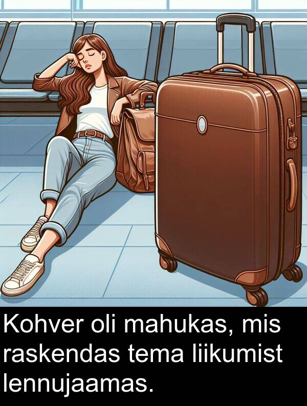 liikumist: Kohver oli mahukas, mis raskendas tema liikumist lennujaamas.