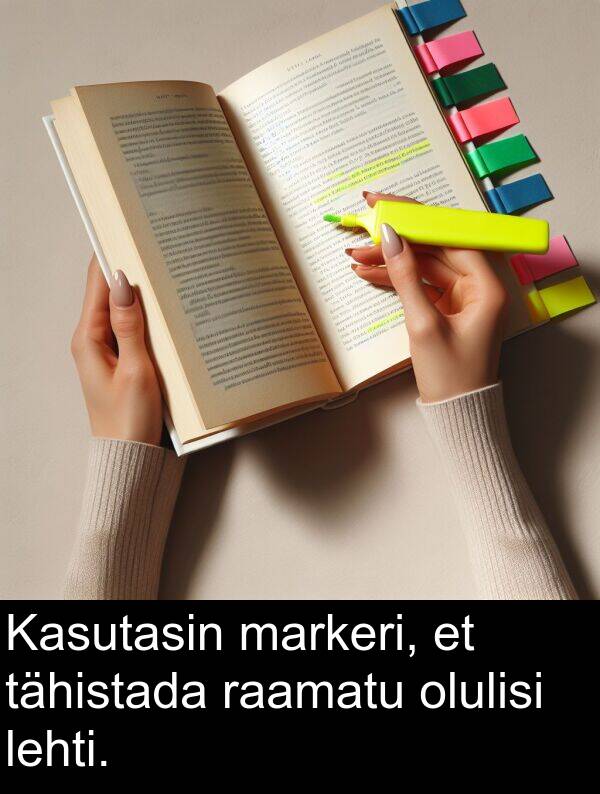 tähistada: Kasutasin markeri, et tähistada raamatu olulisi lehti.