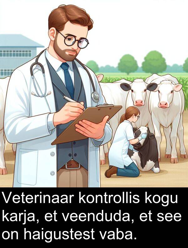 veenduda: Veterinaar kontrollis kogu karja, et veenduda, et see on haigustest vaba.