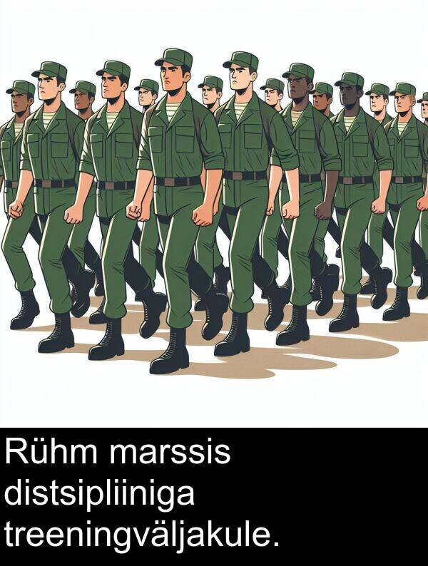 distsipliiniga: Rühm marssis distsipliiniga treeningväljakule.