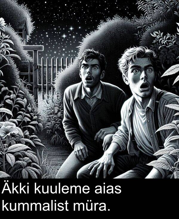 kuuleme: Äkki kuuleme aias kummalist müra.