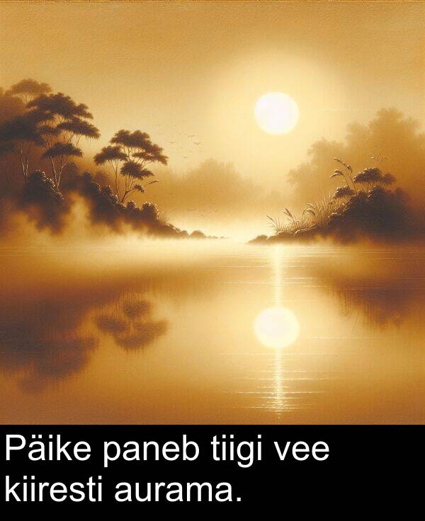 vee: Päike paneb tiigi vee kiiresti aurama.