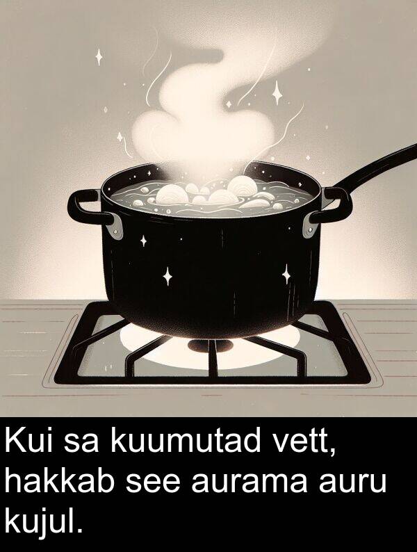 kujul: Kui sa kuumutad vett, hakkab see aurama auru kujul.