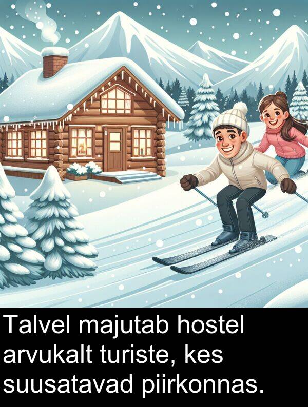 turiste: Talvel majutab hostel arvukalt turiste, kes suusatavad piirkonnas.