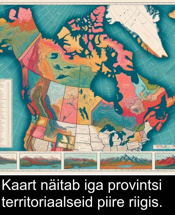 riigis: Kaart näitab iga provintsi territoriaalseid piire riigis.